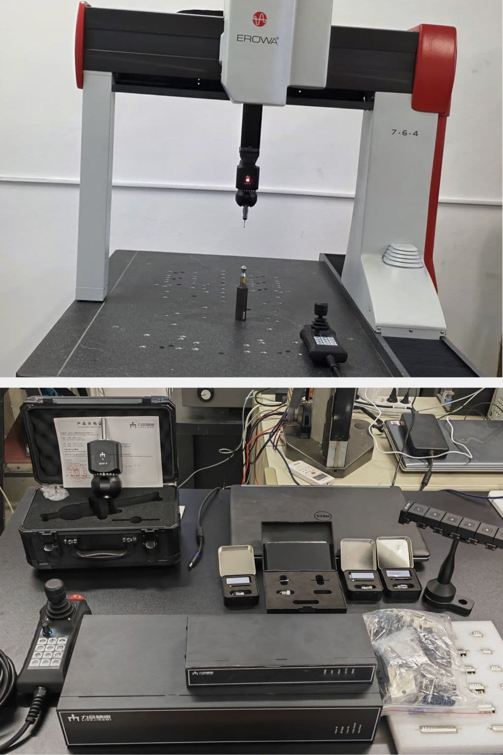 CMM and PeakMerit probing hardware shown in Matjaž Dobnik’s test